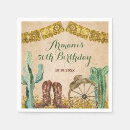 Papper för Rustic Southwest Texas Cowboy Birthday Pappersservett
