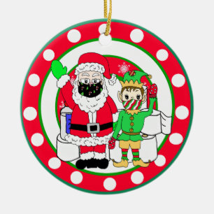 Papper för Santa and Elves Facemasks och Toilet Julgransprydnad Keramik