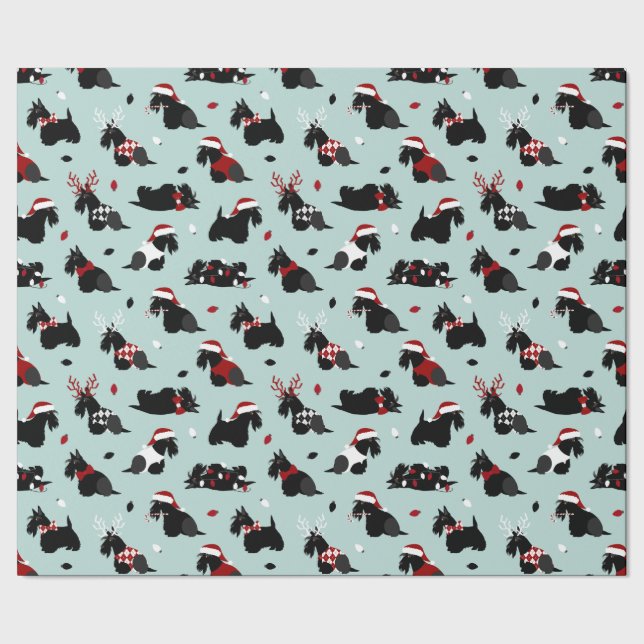 Papper för Scottish Terrier Blue Wrapping Presentpapper (Seam)