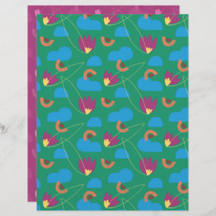 Papper för skrapbok för molnBlommigt