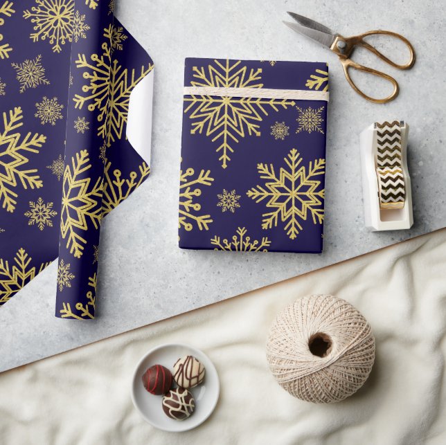 Papper för skrotning av Guld Glitter snöflingor Presentpapper (Hantverk)