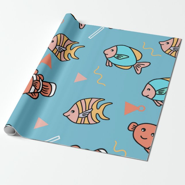 Papper för slättdjursdesign Sömlös Mönster Presentpapper (Utrullad)