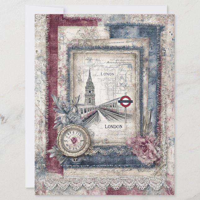 Papper för Snöre och London Decoupage Scrapbook (Framsida)