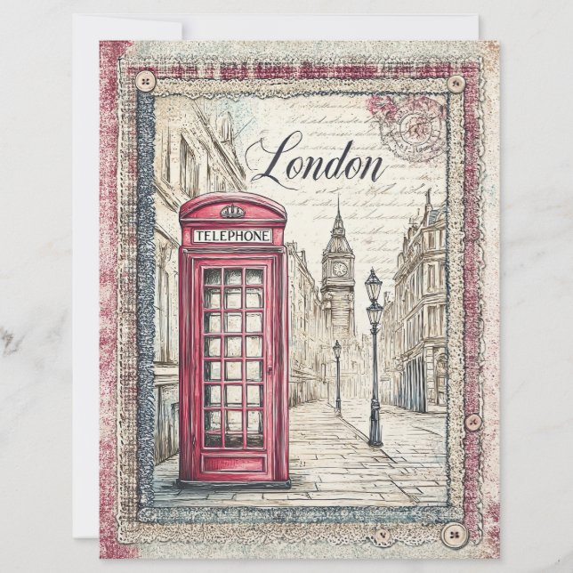 Papper för Snöre och London Decoupage Scrapbook (Framsida)