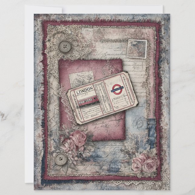 Papper för Snöre och London Decoupage Scrapbook (Framsida)