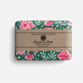 Papper för soap-paketering - blommigt för rosa och flygblad