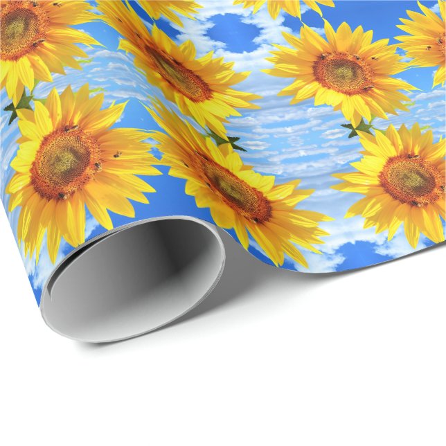 Papper för solrosor och blåsor presentpapper (Rullad Hörn)