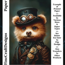 Papper för Steampunk Bear Porträtt CL2-skrapbok