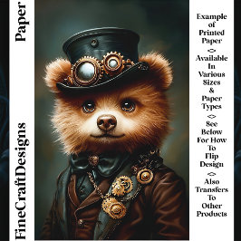 Papper för Steampunk Bear Porträtt CL2-skrapbok