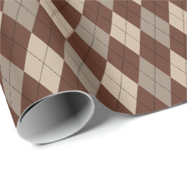 Papper för stora Beige- och bruna Argyle-svällning Presentpapper