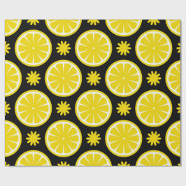 Papper för svart radbrytning av Lemon Mönster Presentpapper