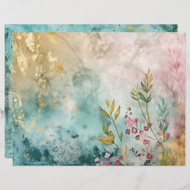 Papper för Teal Blue Aquamarine Sea Ocean Scrapboo (Fram/baksida)