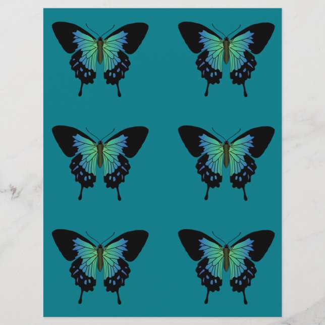 Papper för Teal Butterfly Craft (Framsida)