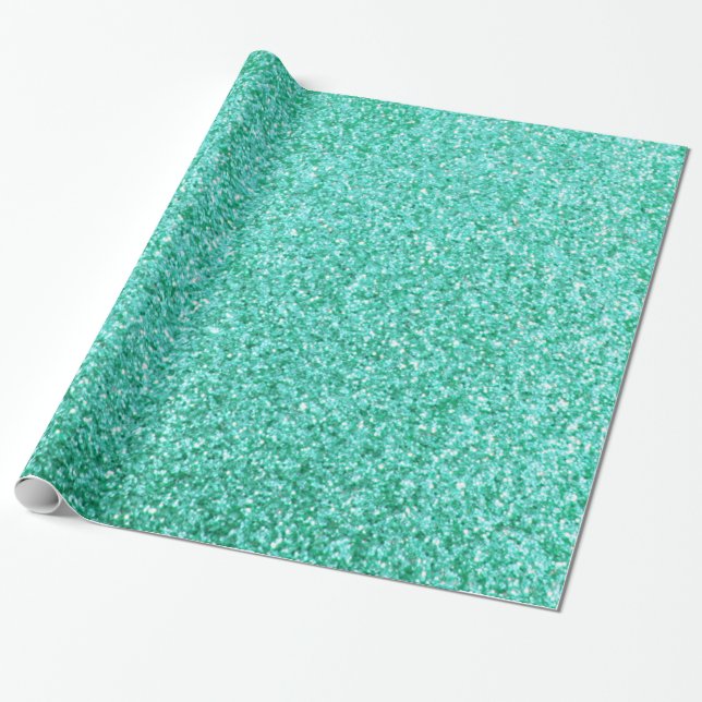 Papper för Teal Glitter Wrapping Presentpapper (Utrullad)