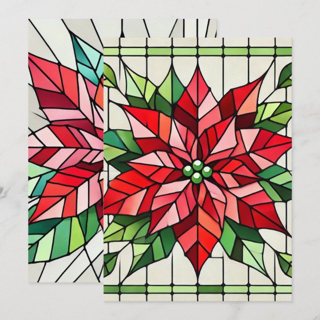 Papper för tryckbar poinsettia-fastgjord glasskrap inbjudningar (Fram/baksida)