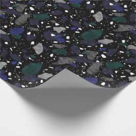 Papper för tryckning av Terrazzo Blue Grönt Grått  Presentpapper
