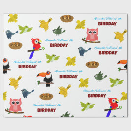 Papper för utfällning av Cute Jungle Bird Birthday Presentpapper