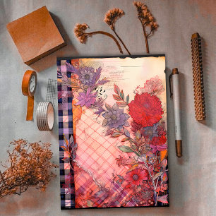 Papper för Vibrant Sunset Blommigt Collage Scrapbo