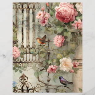 Papper för Victorian Serene Garden Scene Scrapbook
