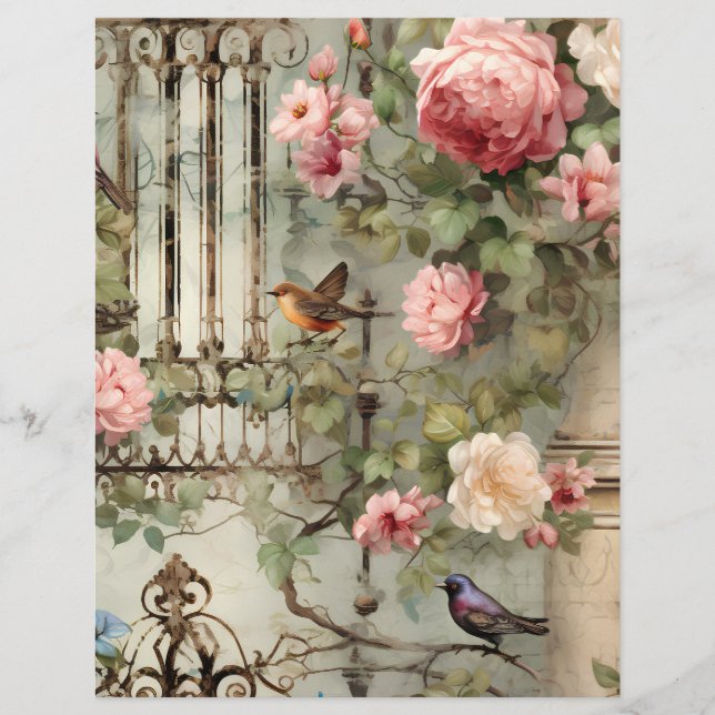 Papper för Victorian Serene Garden Scene Scrapbook (Framsida)