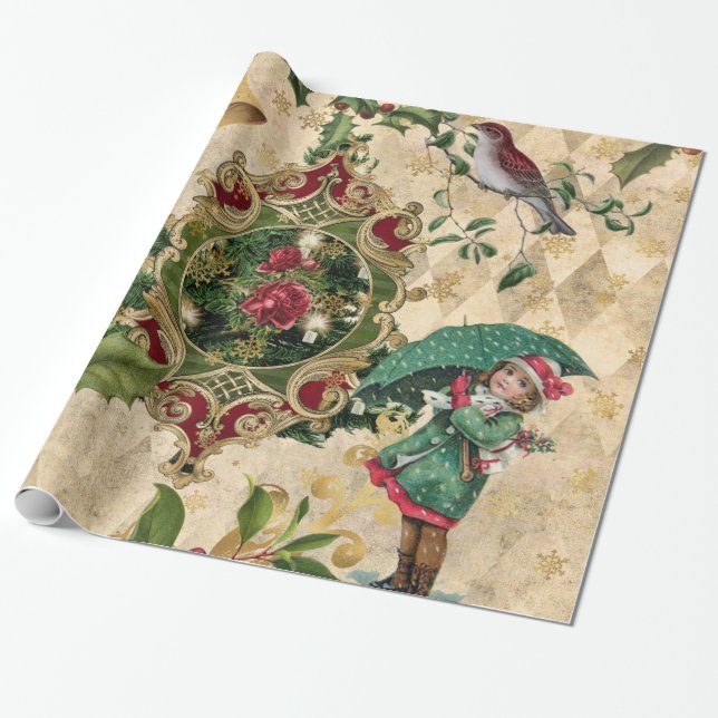 Papper  för Vintage julklapp Presentpapper (Utrullad)
