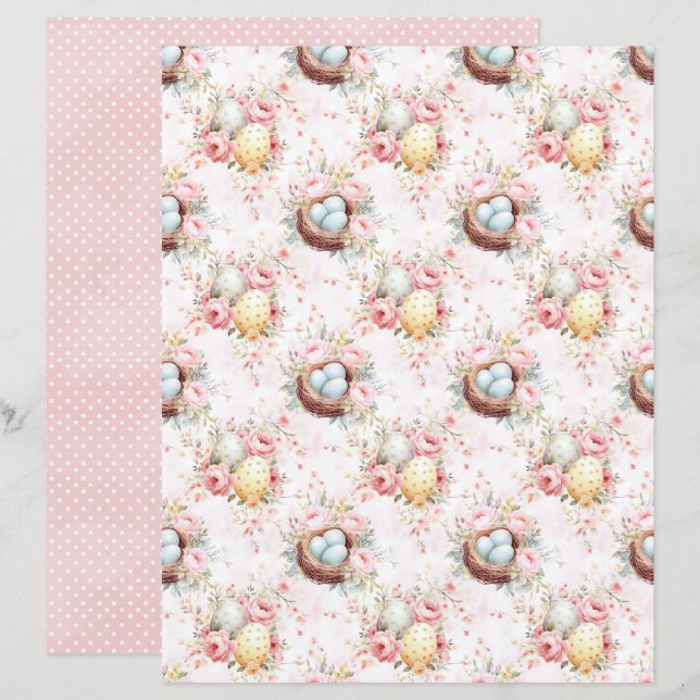 Papper för vintage påskägg skrapbok (Fram/baksida)