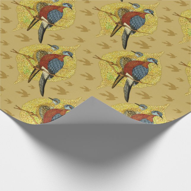 Papper för vintagefågelomslag presentpapper (Hörn)