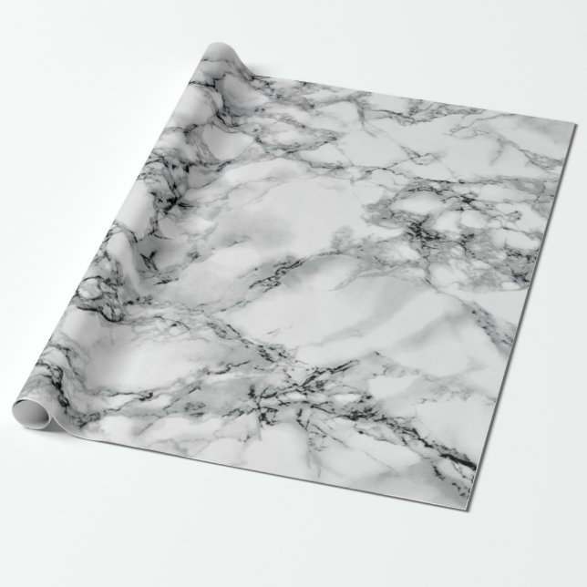 Papper för vit marble Wrapping Presentpapper (Utrullad)