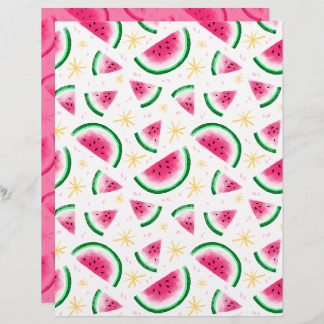 Papper för Watermelon-skrapbok (Fram/baksida)