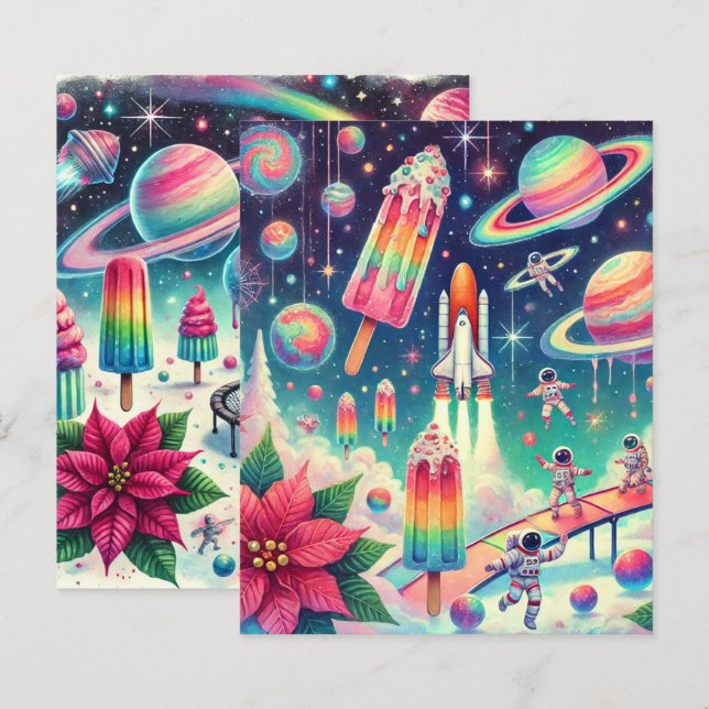 Papper för Whimsique Cosmic Poinsettia-skrapbok (Fram/baksida)