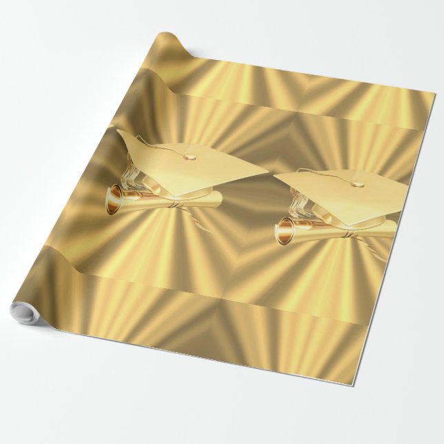 Papper för Wrapping av Golden Studenten Presentpapper (Utrullad)