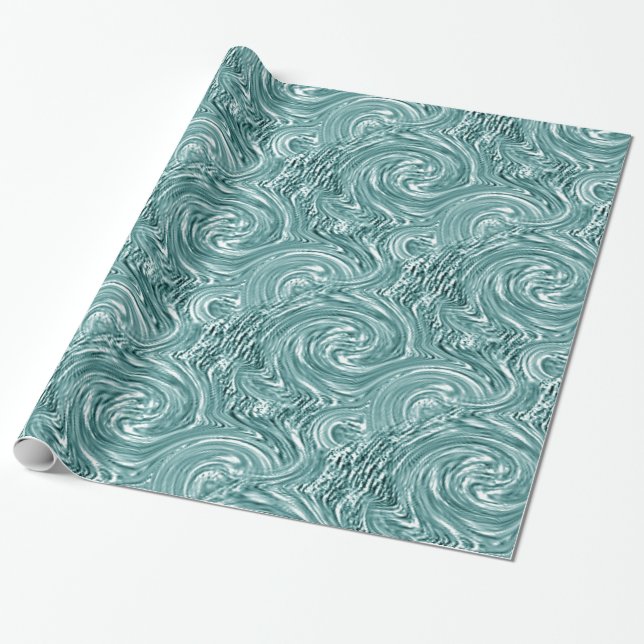Papper för Wrapping av Mint Swirl Presentpapper (Utrullad)