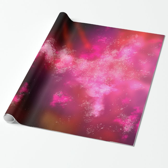 Papper för Wrapping av Rosa i Natt Himmel Presentpapper (Utrullad)
