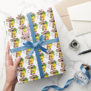 Papper förpackning av ananas apa med sipprande in presentpapper