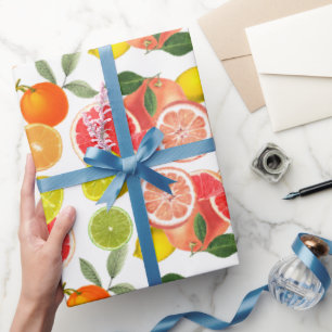 Papper förpackning av citrusfrukt och Löv Presentpapper