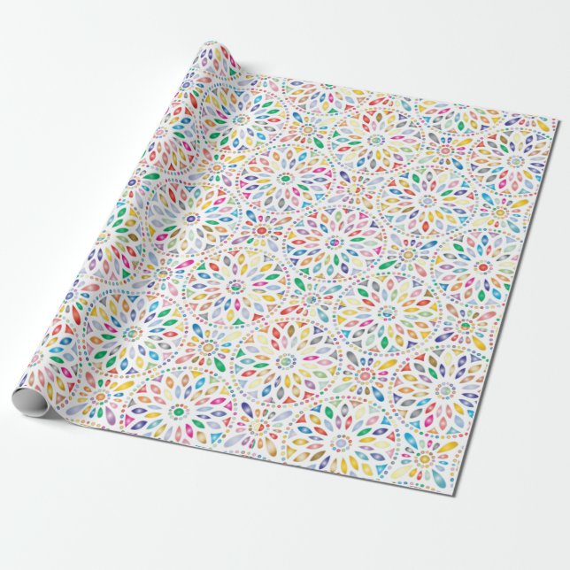 Papper förpackning av färgad mandala presentpapper (Utrullad)