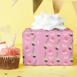 Papper förpackning av Kawaii boba-te och jordgubbe Presentpapper