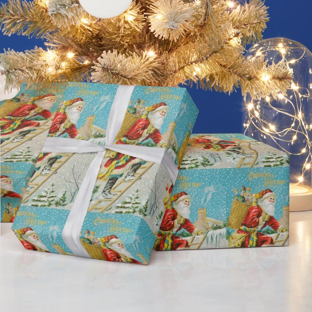 Papper förpackning av Vintage christmas jultomten Presentpapper (Helgdagar)