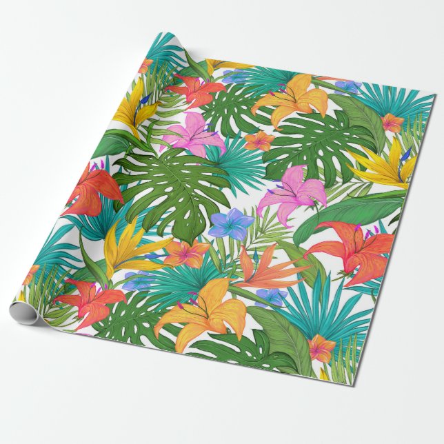 Papper förpackning för Tropical mönster Presentpapper (Utrullad)