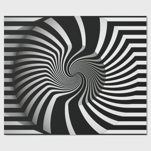 Papper förpackning - Psykedelisk Art Swirl B/W Presentpapper (Platt)