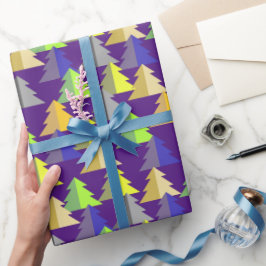 Papper Geometric Julgran Teal Wrapping Presentpapper