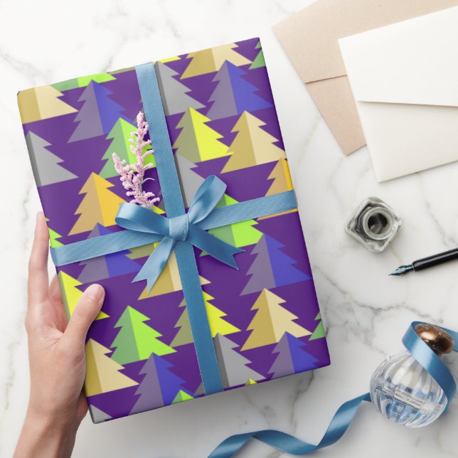 Papper Geometric Julgran Teal Wrapping Presentpapper (Gifting)