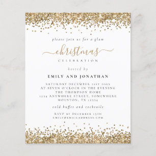 PAPPER Glam Guld Glitter jul jul Party Inbjudan Flygblad