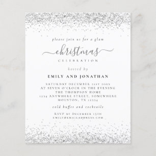 PAPPER Glam Silver Glitter jul jul Party Inbjuda Flygblad