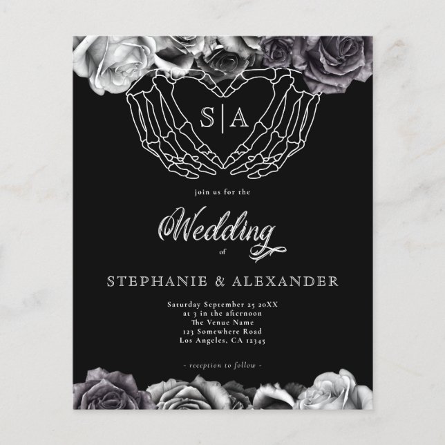 PAPPER gotisk monogram Ro Skeleton Händer Bröllop (Framsida)