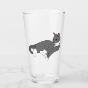 Papper grått- och vit Tuxedo-katt Glaskopp