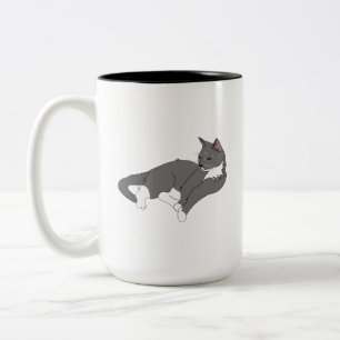 Papper grått- och vit Tuxedo-katt Två-Tonad Mugg