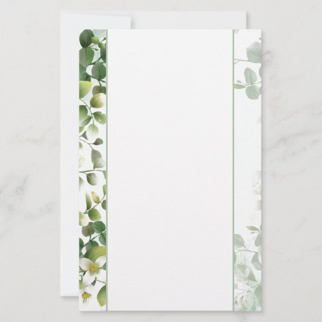 Papper-Greenery & White Flowers Brevpapper (Framsida)