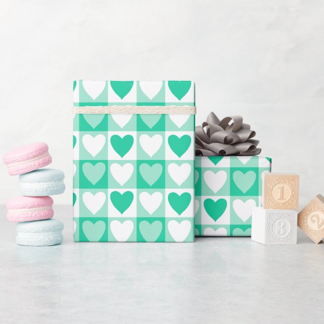 Papper grönt för hjärtklappning presentpapper (Baby Shower)