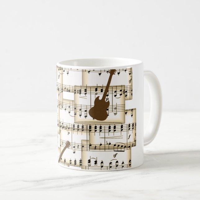 papper guitarbakgrund för musik kaffemugg (Framsida höger)